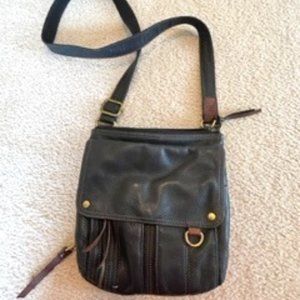 Fossil Morgan Traveler Black Pebbled Leather Front Flap Crossbody Bag ZB4798